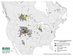 Imatge: Mapa de distribució del CWD a Nord Amèrica Credit: USGS